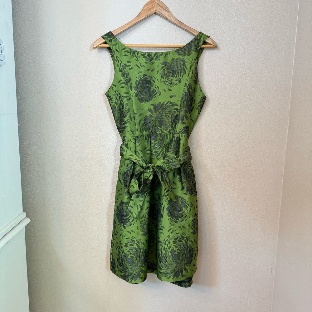 Anthropologie Eva Franco Retro Green Floral Fit and Flare Womens sz 6 Waist Belt - Picture 7 of 13